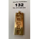 9k gold ingot, w: 16.05 grams, length 1.5”