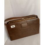 Brown leather handbag