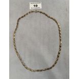 9k gold necklace, w: 6.25 grams, length 18”