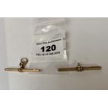 2 x 9k gold t-bars, w: 5.32 grams