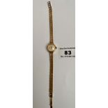 9k gold ladies Accurist watch with 9k gold bracelet, total w: 16.12 grams, not working