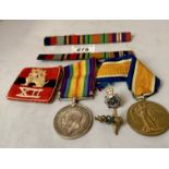 2 WW2 medals awarded to 558149 PTE. A. Dunaitis, Labour Corps and 2 badges and patch