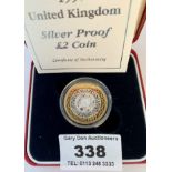 Boxed 1997 UK Silver proof £2 coin