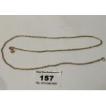 9k gold necklace, w: 2.91 grams, length 20”