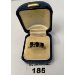 18k gold sapphire and diamond ring, total w: 3.44 grams, size O/P