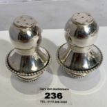 2 silver pepper pots, total w: 3.08 ozt