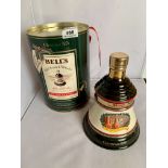 Boxed and sealed Bells Extra Special Old Scotch Whisky, Christmas Decanter 1991