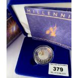 Boxed 2000 Millennium silver proof £5 crown
