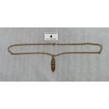 9k gold chain and pendant, w: 6.25 grams, length 20” chain, 1.25” pendant