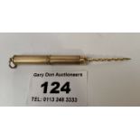 9k gold toothpick pendant w: 5.74 grams, length 2”