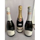 2 bottles of Asti sparkling wine and 1 bottle of Pomagne, champagne cider de luxe