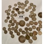 Bag of UK and USA silver coins total w: 4 ozt