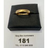 22k gold wedding band, w: 5.4 grams, size O/P