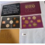 2 boxed Decimal Coinage of Great Britain and Northern Ireland sets – 1970 and 1971
