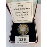 Boxed 1998 UK silver proof £2 coin