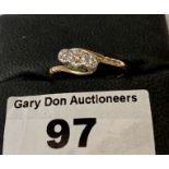 18k gold 3 diamond ring 2.37 grams, size O