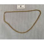 9k gold necklace, w: 3.65 grams, length 16”