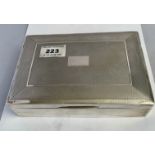 Large silver cigarette box with wooden lining, total w: 18.75 ozt, 6.5” x 4.5”