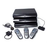 Three Sky+ HD set top boxes, with remotes