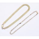 (ref. 11291) 9ct anklet and bracelet (8.4gm) (2)