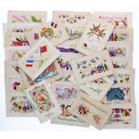 Collection of 34 vintage embroidered postcards/greetings cards, including patriotic and souvenir