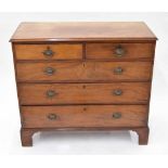 19th century mahogany chest of drawers, the moulded top over two short and three graduated long