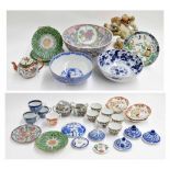 Assorted decorative and modern Chinese and Japanese porcelain and pottery tea wares including