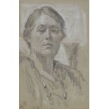 J*B* (20th century) - Portrait sketch of a lady, head and shoulders wearing a necklace, soft