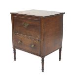 Early 19th century mahogany commode, the hinged top over a dummy drawer fall front and single drawer