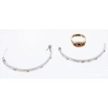 (ref. 0419) 9ct Stone set ring and a bangle (at fault) (12.4gm)