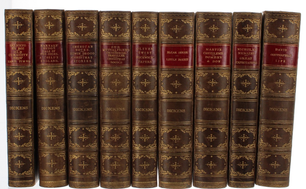 Dickens, Charles - 9 works by, good leather binding, Published Chapman and Hall, 193 Piccadilly (9)