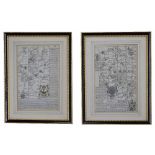 Two antique framed atlas maps of Somerset regions, 7.5" x 4.5" (2)