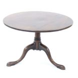 Large George III Cuban mahogany circular tilt-top occasional table upon a barrel turned column and