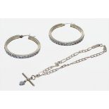 (ref. 3826) Pair of stone set earrings and bracelet (10gm)