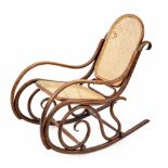 Vintage bergere bentwood rocking chair in the manner of Thonet, 21" wide
