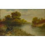 Scottish School (19th/20th century) - 'On the River Nean, Perth' landscape with an artist at his