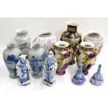 Collection of assorted Oriental decorative and modern porcelain and pottery vases including Satsuma,