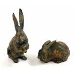 Pair of Bergmann style cold painted bronze figures of hares, tallest 7.5" high (2)