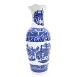 Large decorative porcelain blue and white transfer printed baluster floor vase, decorated with