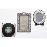 Contemporary tortoiseshell and silver mounted miniature photo frame, make H M, London 1983, 3" high,