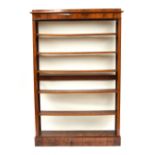 Biedermeier style 19th century mahogany open bookshelf, with five adjustable shelves upon a plinth