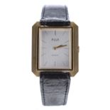 Avia 9ct gentleman's dress wristwatch, ref. 7924, rectangular silvered dial, manual 17 jewel