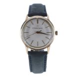 Eterna-Matic 9ct gentleman's wristwatch, London 1961, circular silvered dial with baton markers