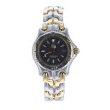 Tag Heuer SEL Professional 200m bicolour lady's bracelet watch, ref. S95.215, circular grey dial,