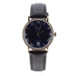 Tissot Visodate Stylist 9ct gentleman's wristwatch, the blue dial with silvered Roman numerals,