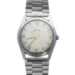 Baume automatic stainless steel gentleman's bracelet watch, case. no. 242, circular silvered dial