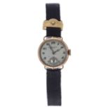 Movado Chronometre 18ct lady's wire-lug wristwatch, circular silvered dial with gilt Arabic