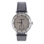 Jaeger-LeCoultre stainless steel 'tear drop' cased gentleman's wristwatch, circa 1950s, silvered