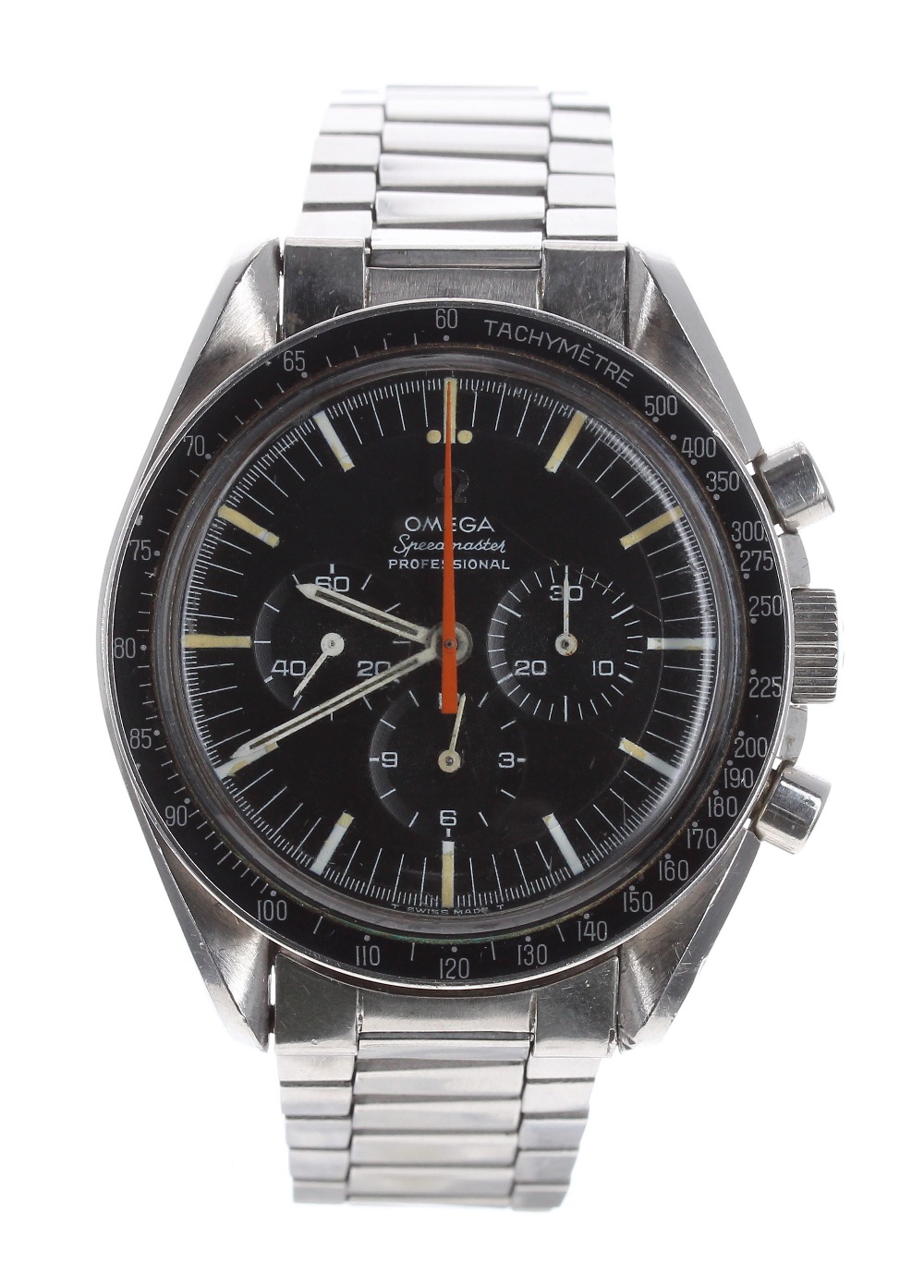 Rare Omega Speedmaster 'Ultraman' chronograph stainless steel gentleman's bracelet watch, ref.