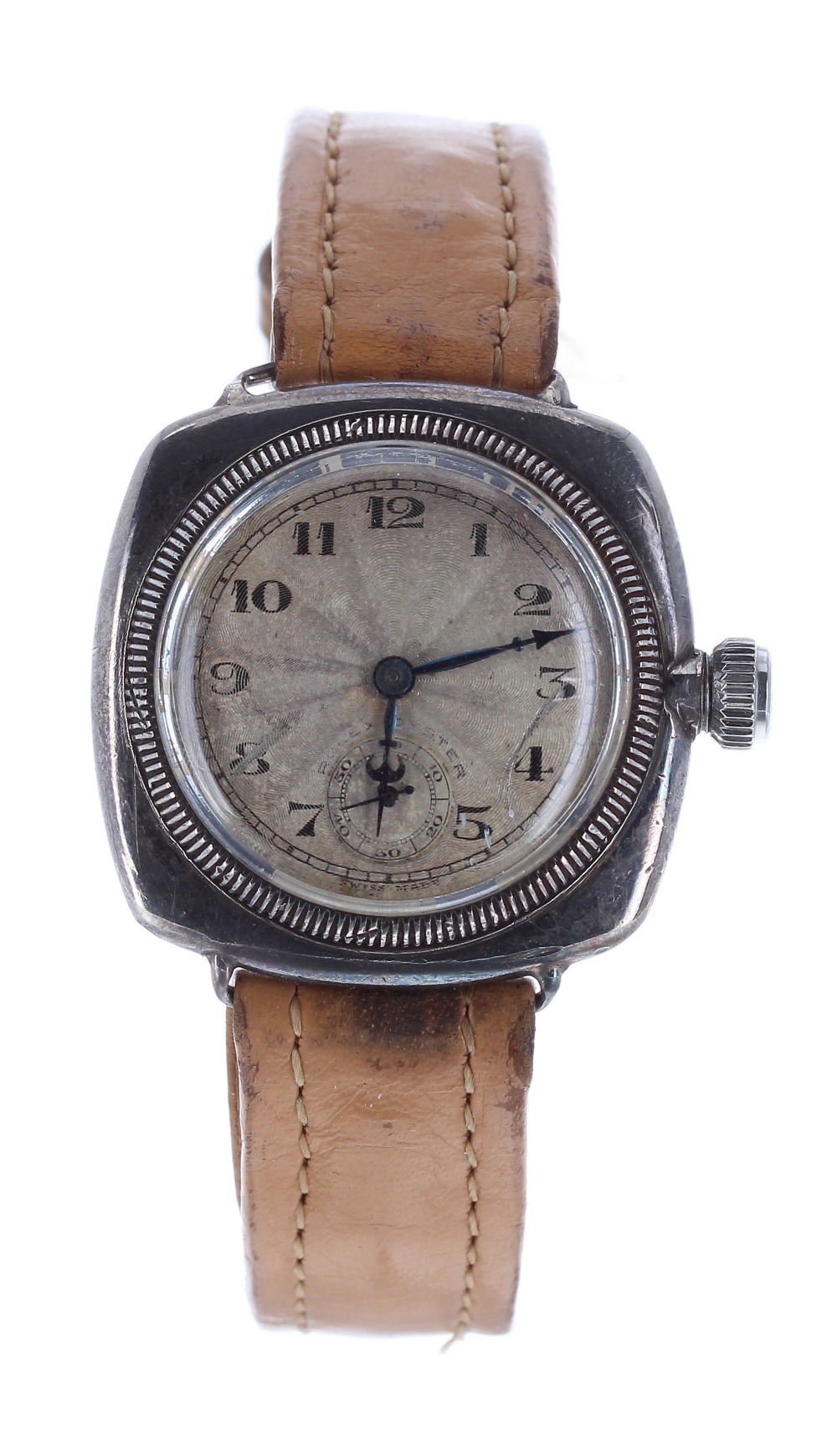 Rolex Oyster silver square cushion cased gentleman's wristwatch, case ref. 3504, import hallmarks